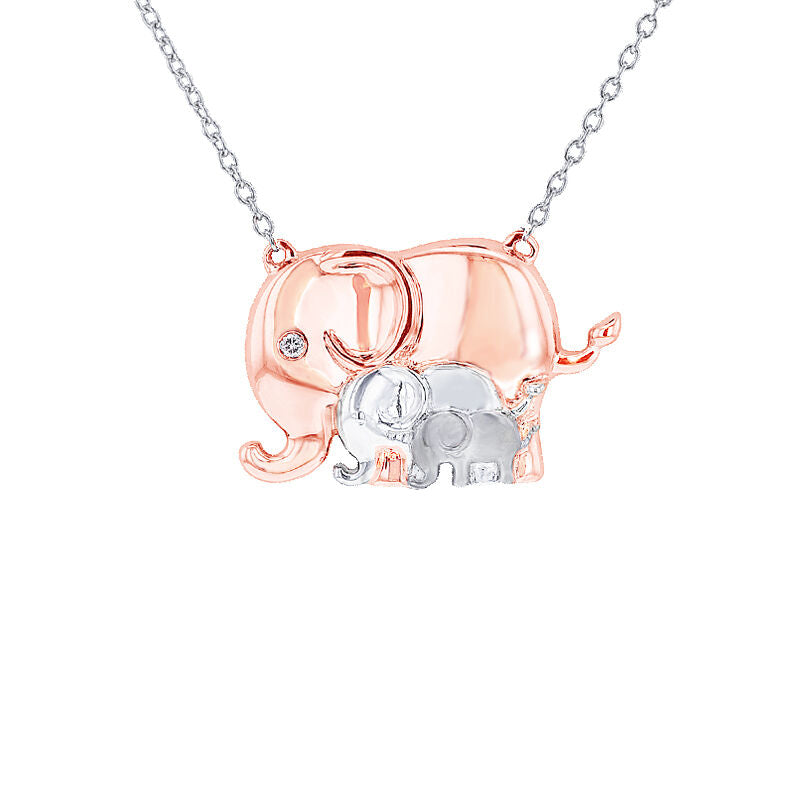 Mommy and Me Elephant 2 Child Diamond Necklace