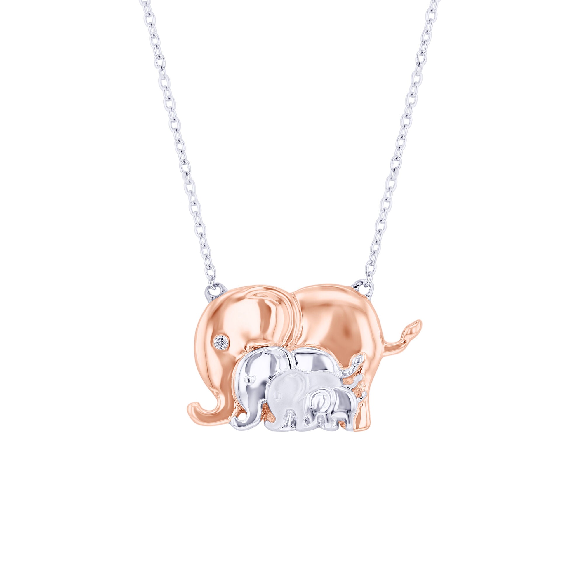 Mommy and Me Elephant 3 Child Diamond Necklace