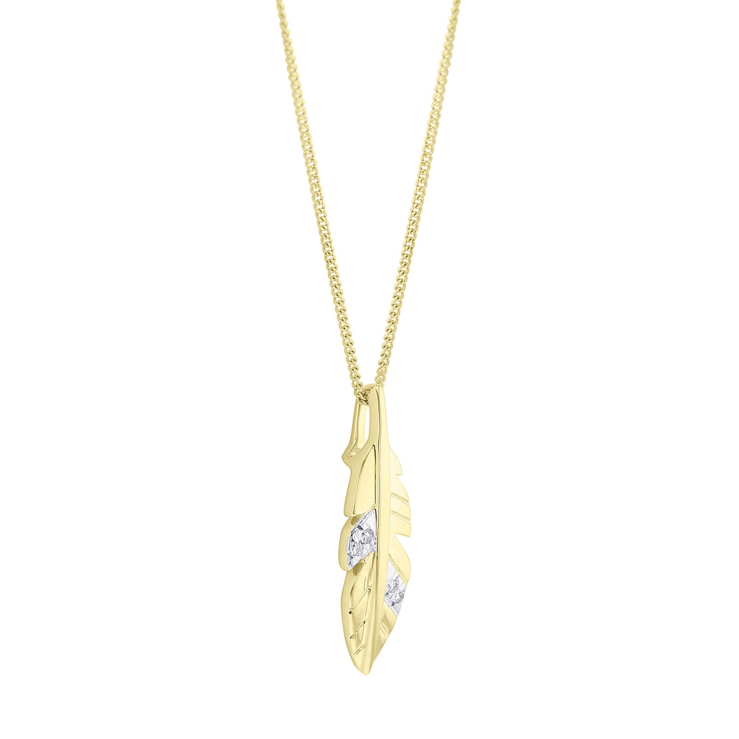 Lovely Gold Feather Diamond Necklace