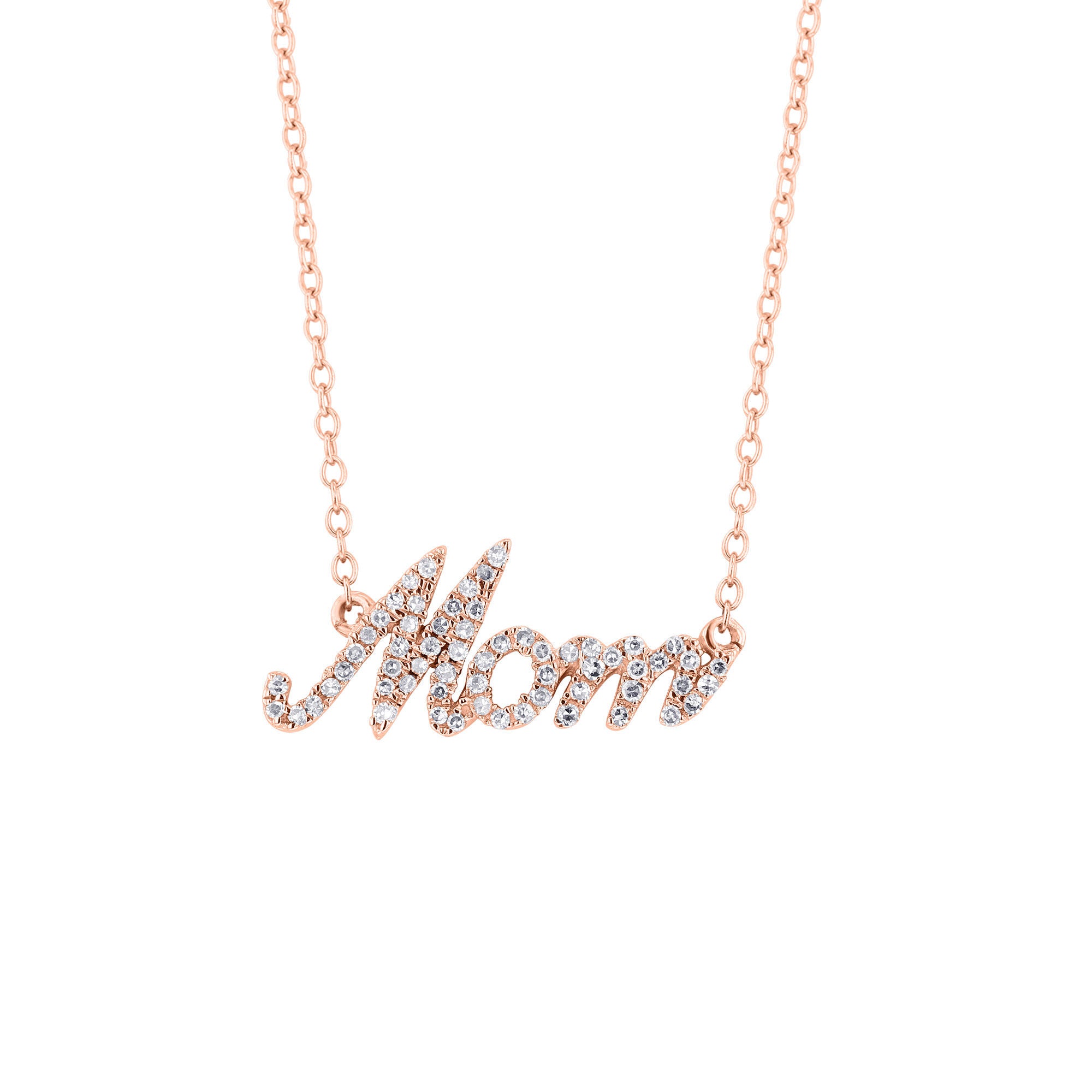 14K Gold Diamond Cloud Hebrew Mom Necklace