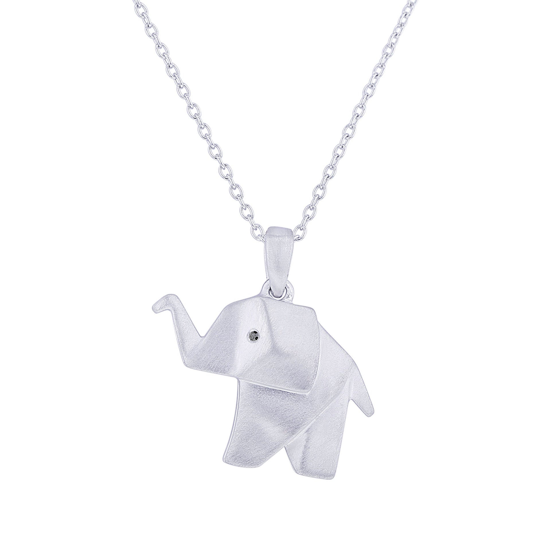 Origami Elephant Diamond Necklace