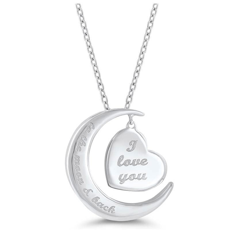 Silver Moon and Back Diamond Necklace