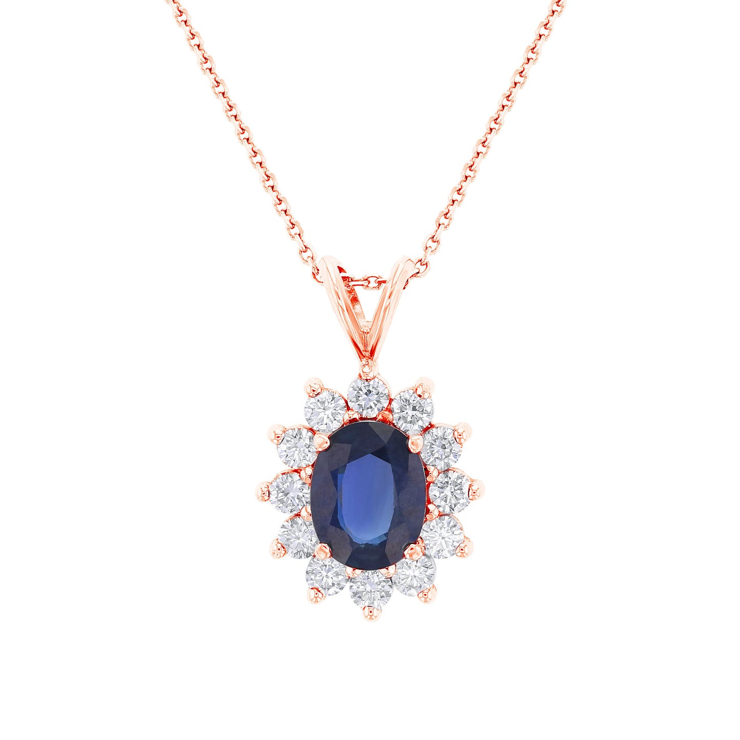 Princess Sapphire and Diamond Necklace