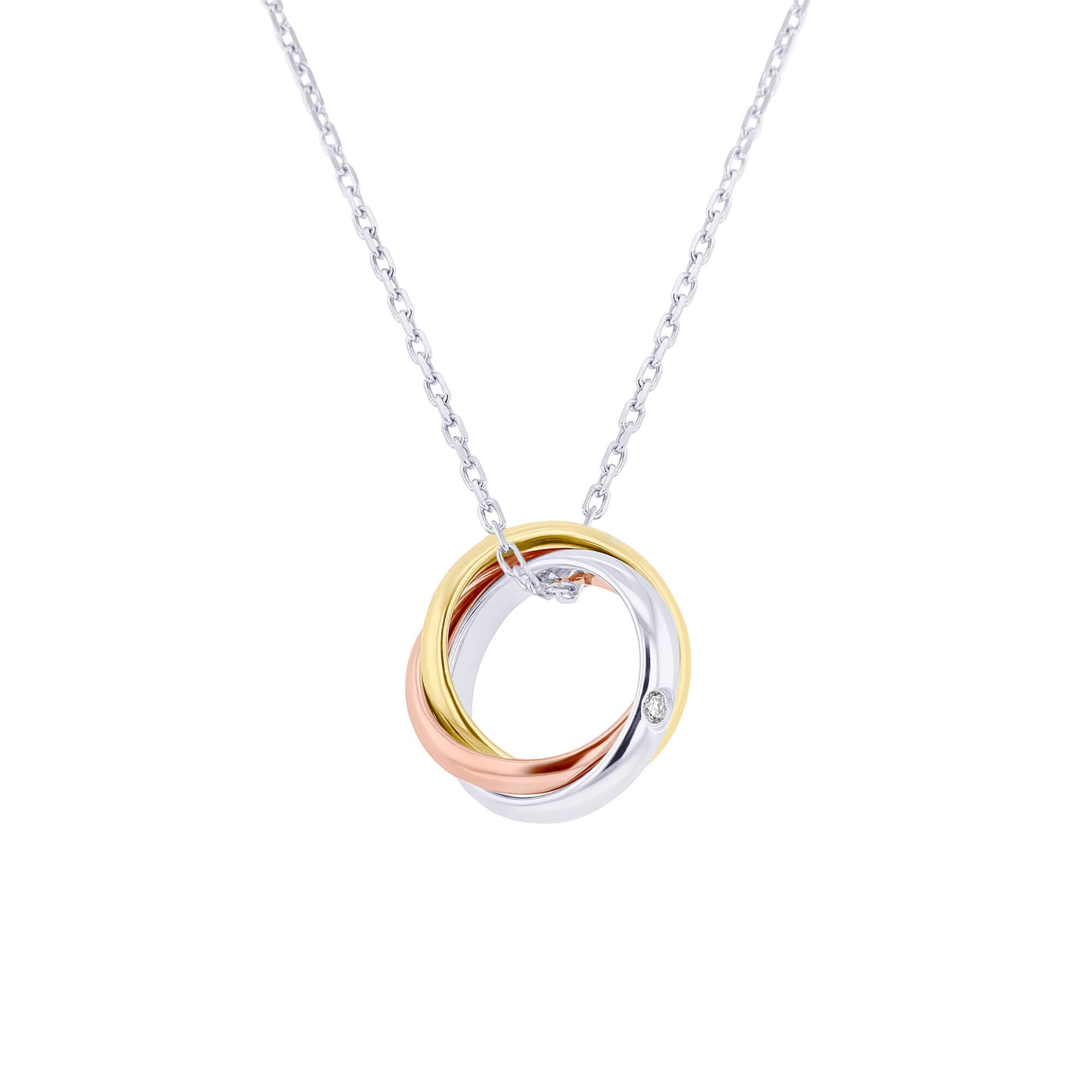 Silver Stella Tri-Color Diamond Necklace