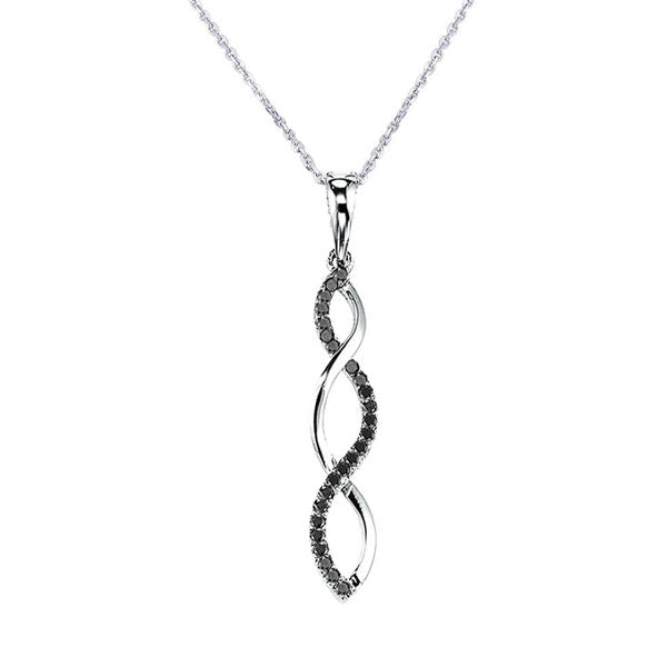 Silver Infinity Black Diamond Necklace