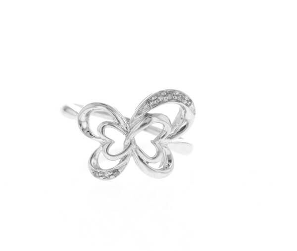 Silver Butterfly Diamond Ring