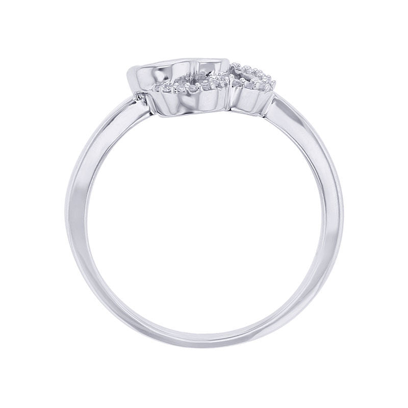 Interlocking Double Heart Silver and Diamond Ring