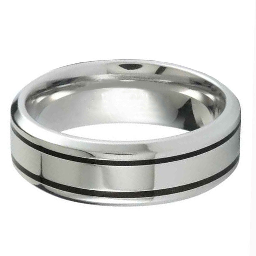 Double Groove Cobalt Wedding Ring