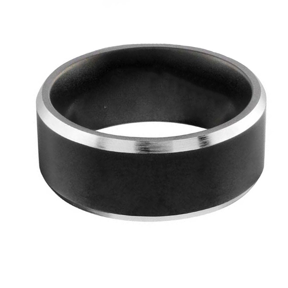 Black & White Cobalt Beveled Wedding Ring