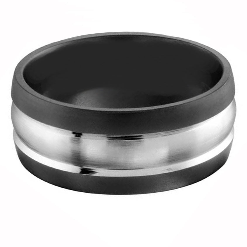 Black & White Sandpaper Cobalt 9mm Wedding Ring