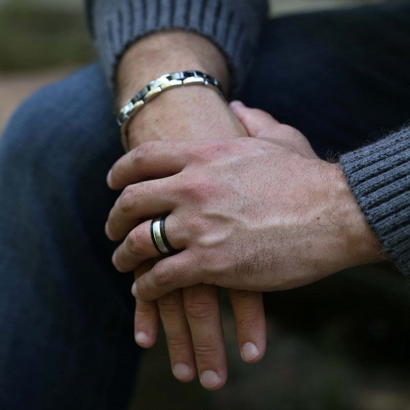 Black & White Sandpaper Cobalt 9mm Wedding Ring
