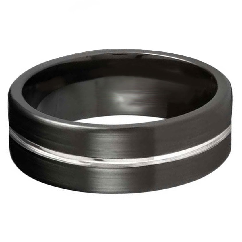 Black & White Groove Cobalt 7mm Wedding Ring
