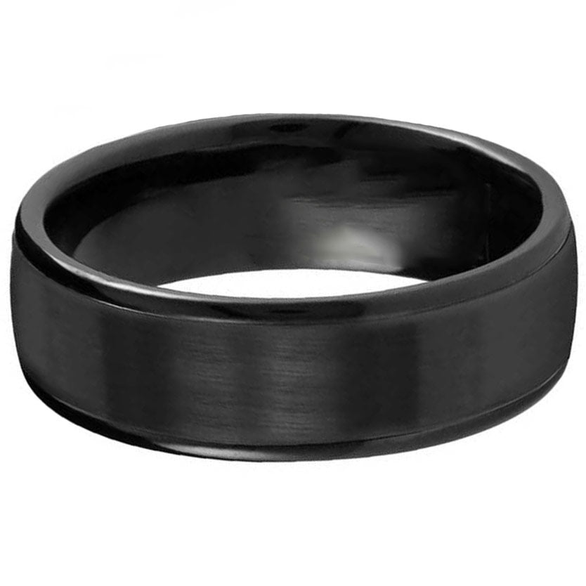 Black Round Edge Cobalt 7mm Wedding Ring