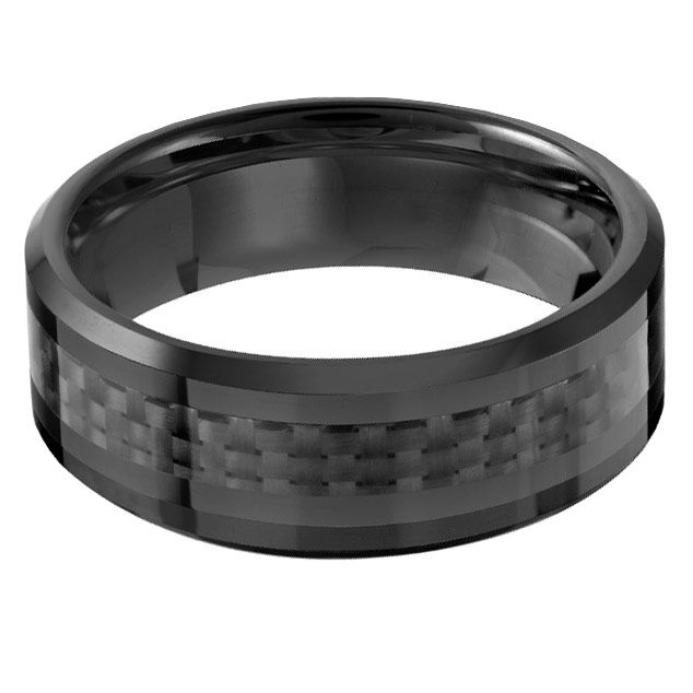 Black Carbon Fiber Ceramic 8mm Wedding Ring