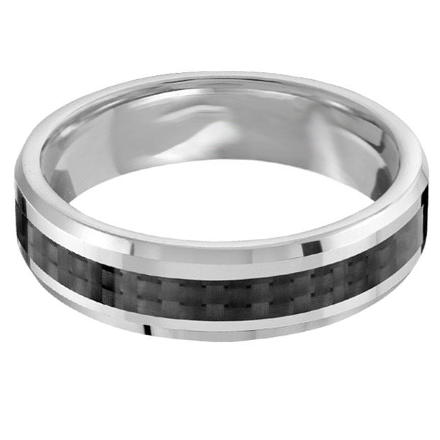 Tungsten Black Carbon Fiber 6mm Wedding Ring