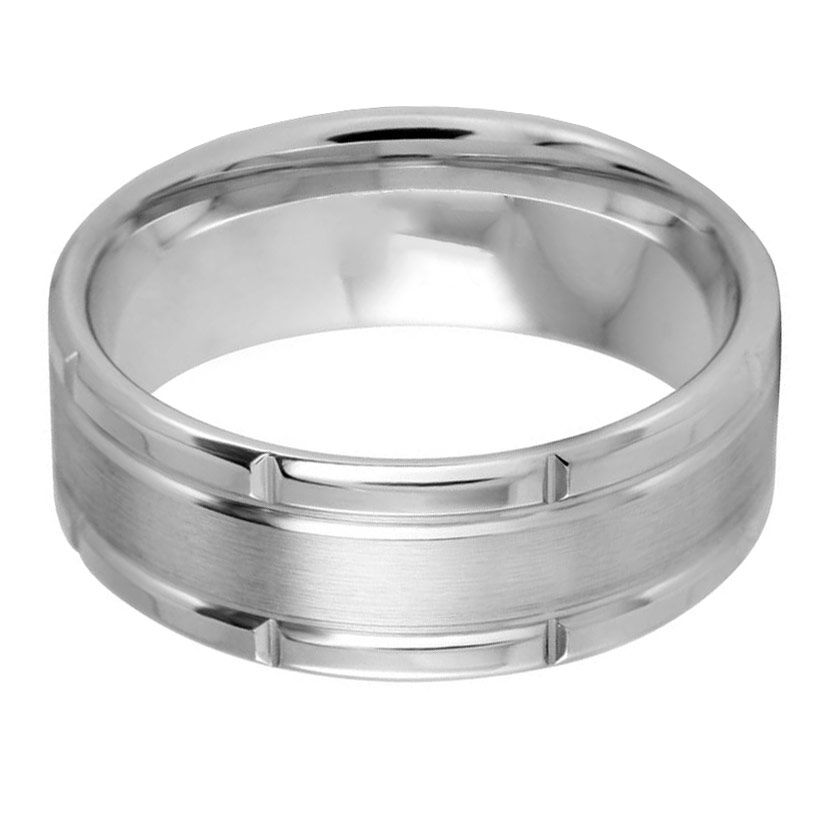 Block Edge 8mm Wedding Ring