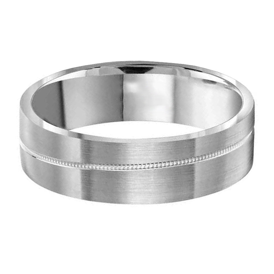 Curved Milgrain Lined 6mm Wedding Ring
