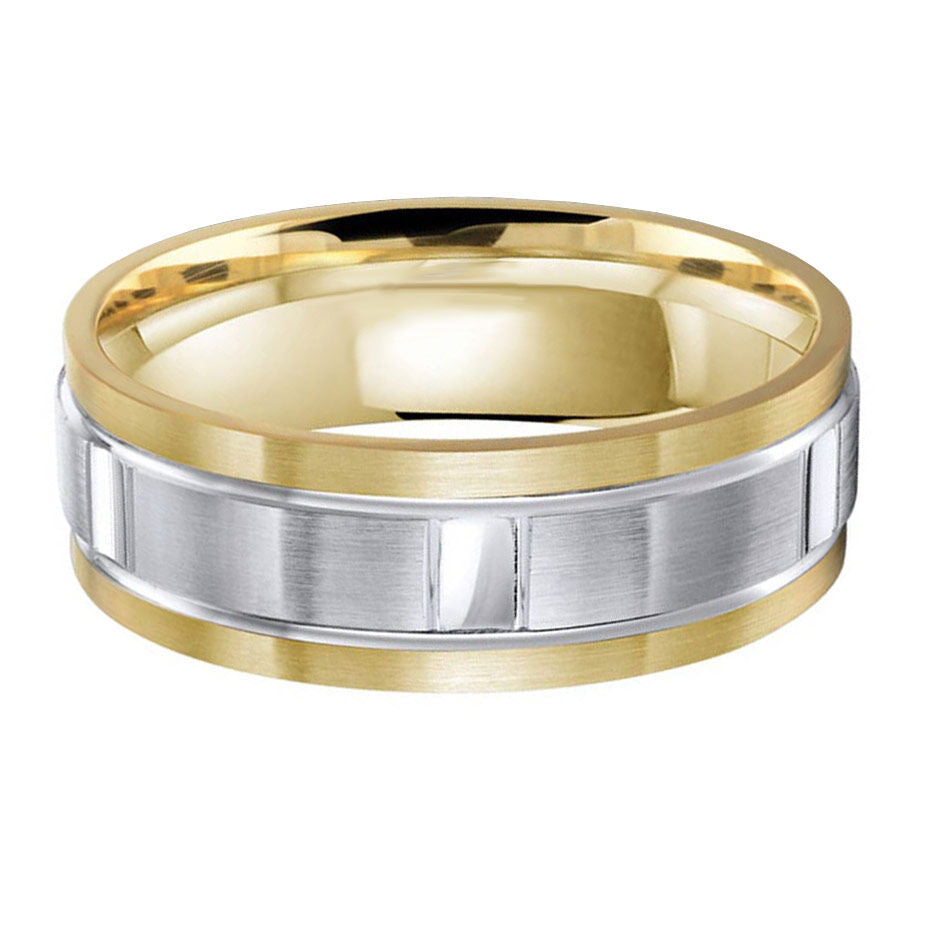 Two-tone Block Style 7mm Wedding Ring