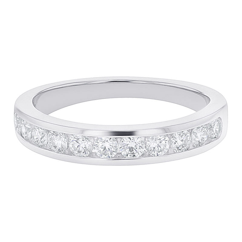 Classic Round Channel Eleven Stone Diamond Wedding Ring 1/2ct