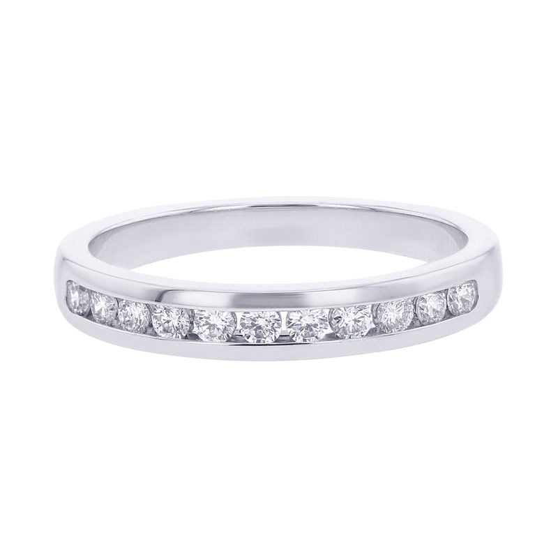 Classic Round Channel Eleven Stone Diamond Wedding Ring 1/4ct