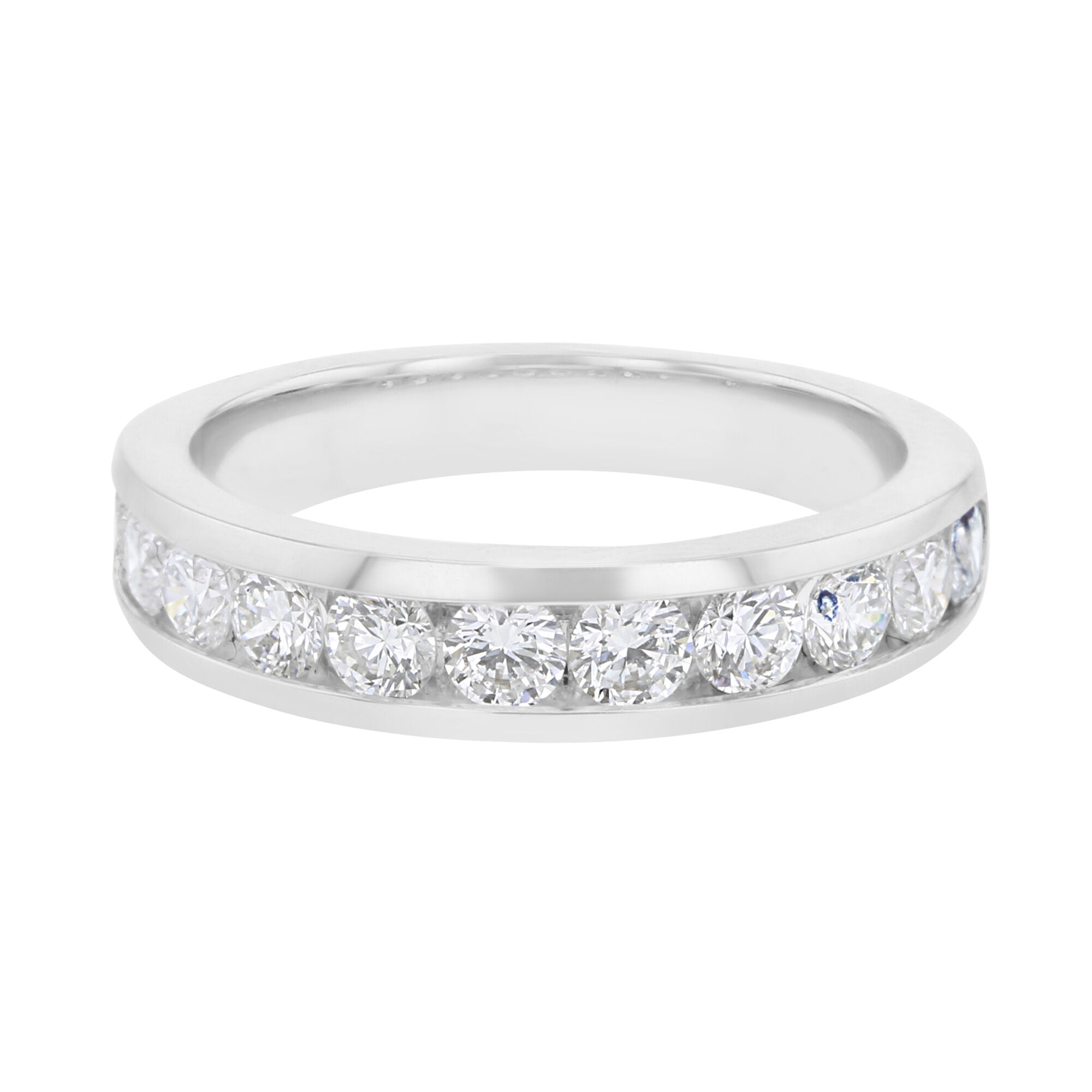 Classic Round Channel Eleven Stone Diamond Wedding Ring 3/4 ct